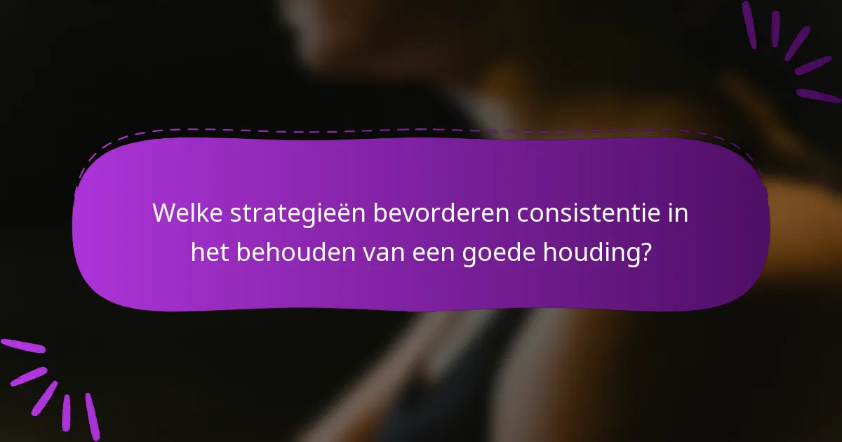 Welke strategieën bevorderen consistentie in het behouden van een goede houding?